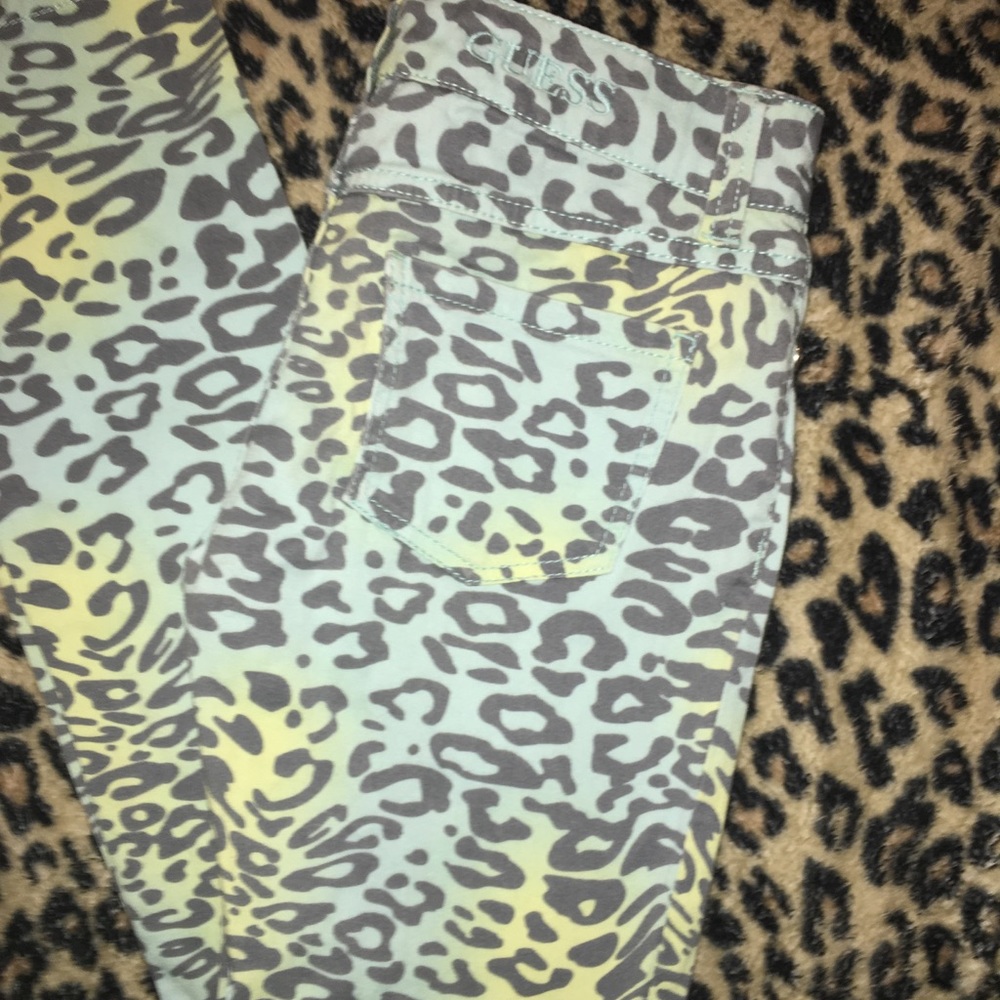 GUESS Cheetah Print Denim Jeans